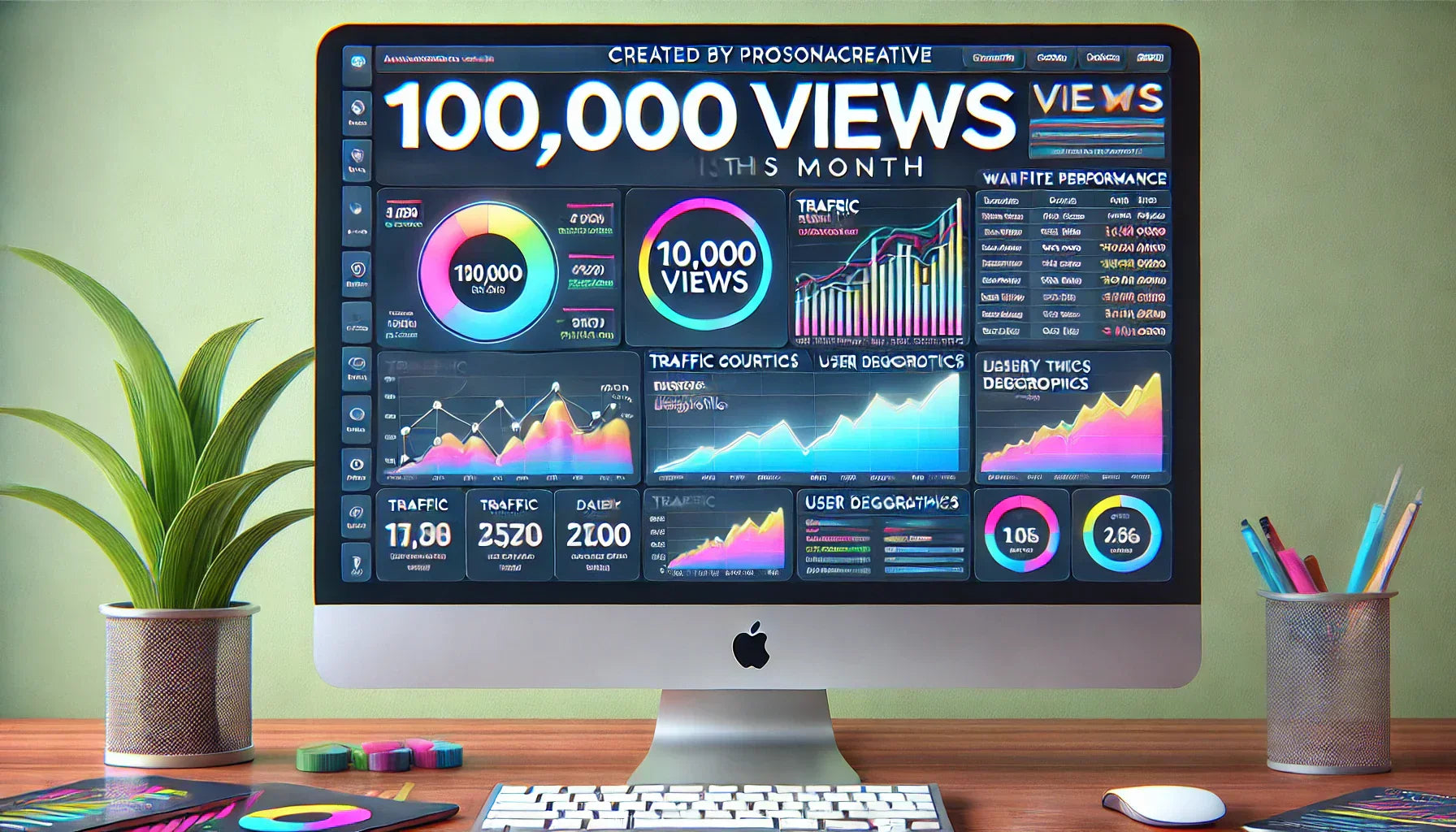 website analytics computer screen after implementing prosonacreative.com's Top SEO Tricks and increasing their website traffic to 100,000 views in one month